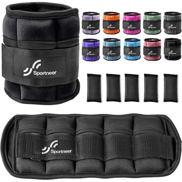 Sportneer Adjustable Ankle Weights 1 Pair 2 4 6 8 10 Lbs Leg Weight Straps - Picture 1 of 7